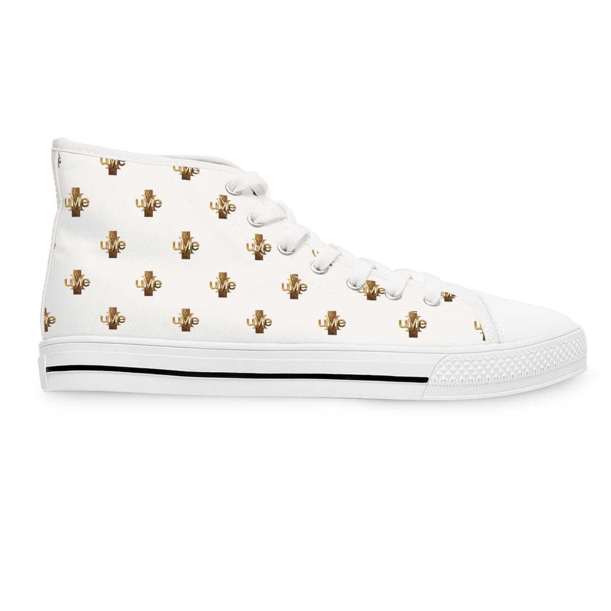Women’s High-Top Sneakers — White All-Over Print