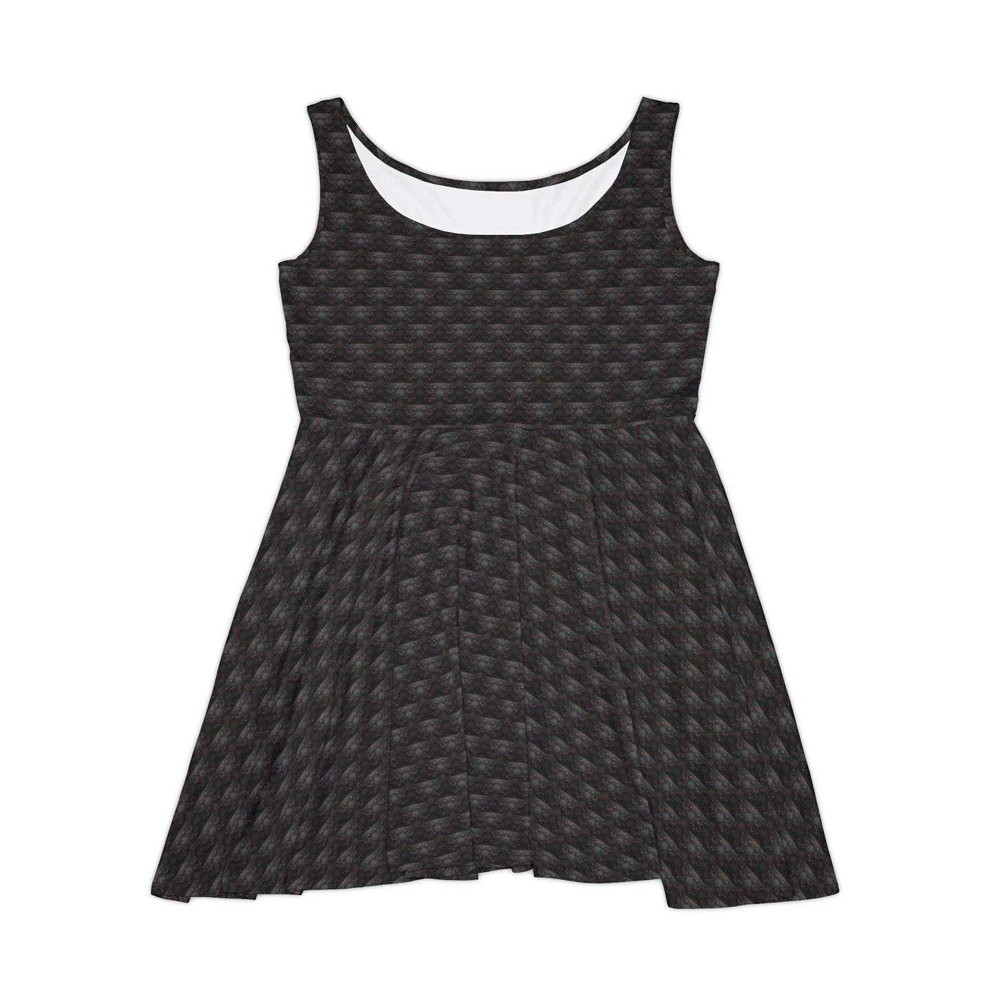 Black Textured Pattern Skater Dress — Women's Casual A-Line Summer Dress