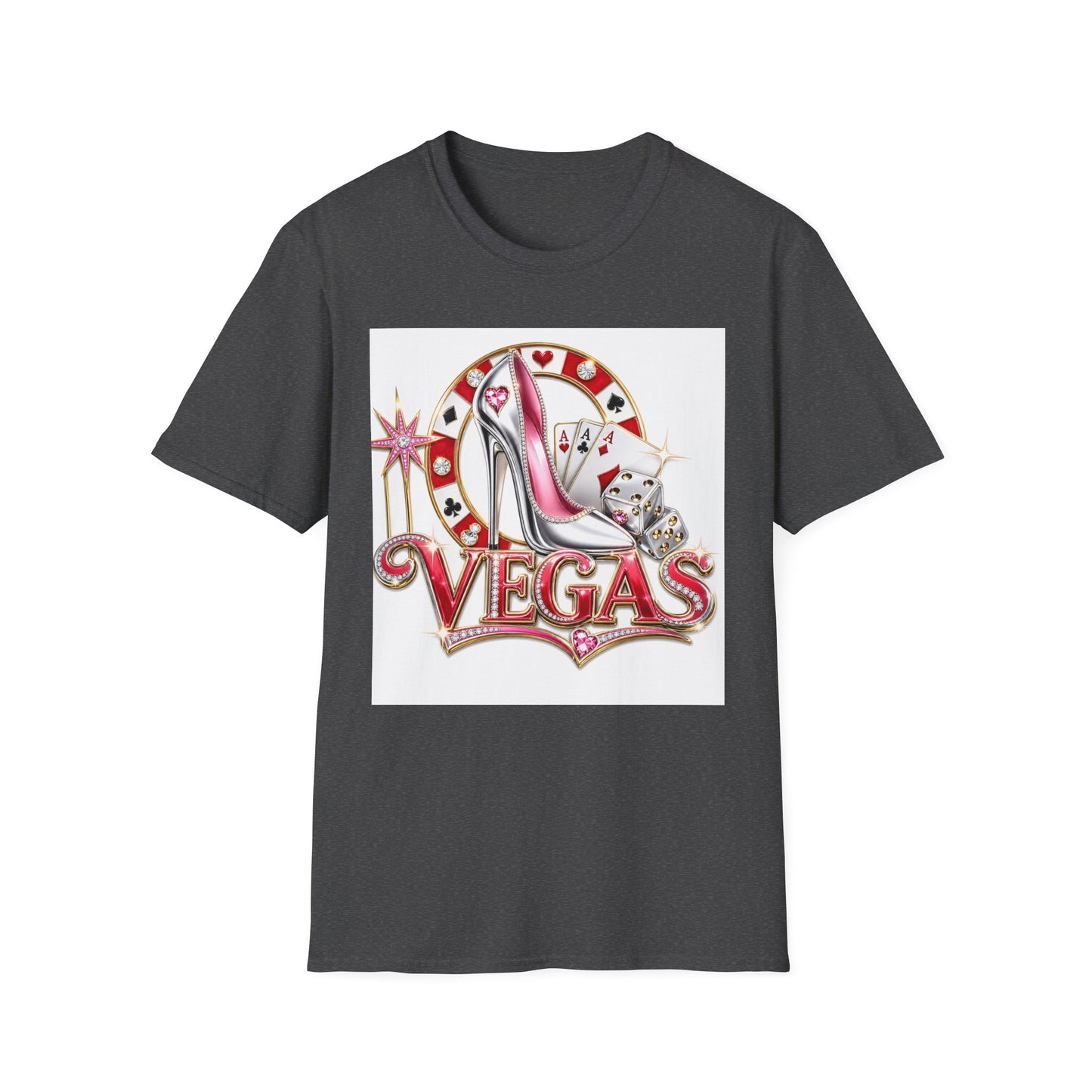 Las Vegas Casino Heels T-Shirt – Retro Vegas Cards & Dice Graphic