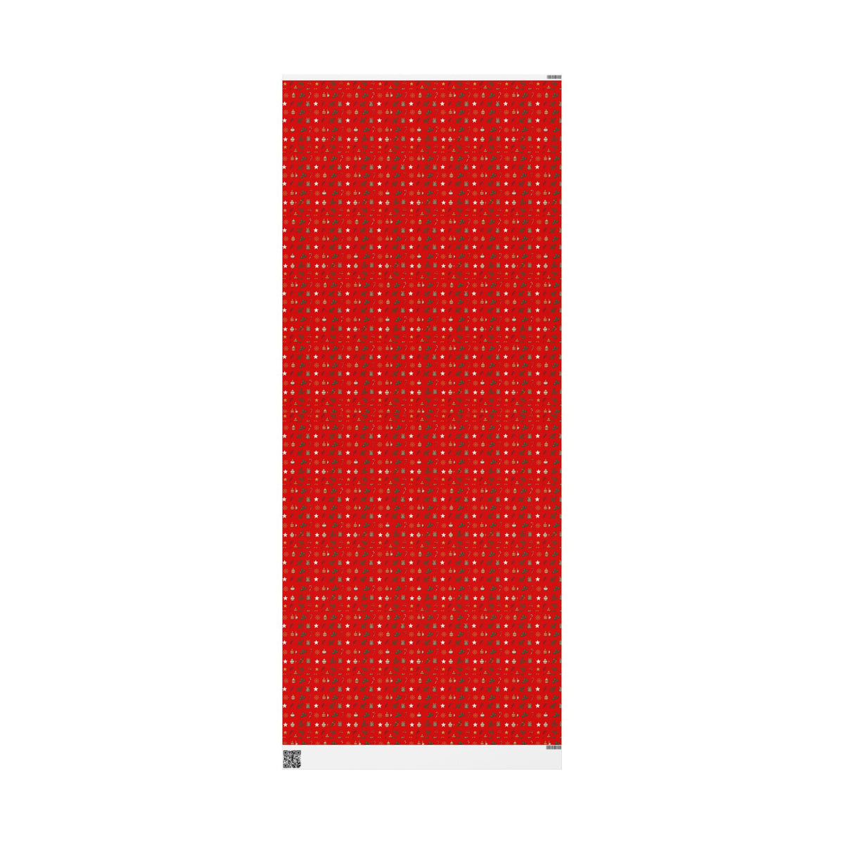 Christmas Wrapping Paper Roll — Red Holiday Ornaments Pattern