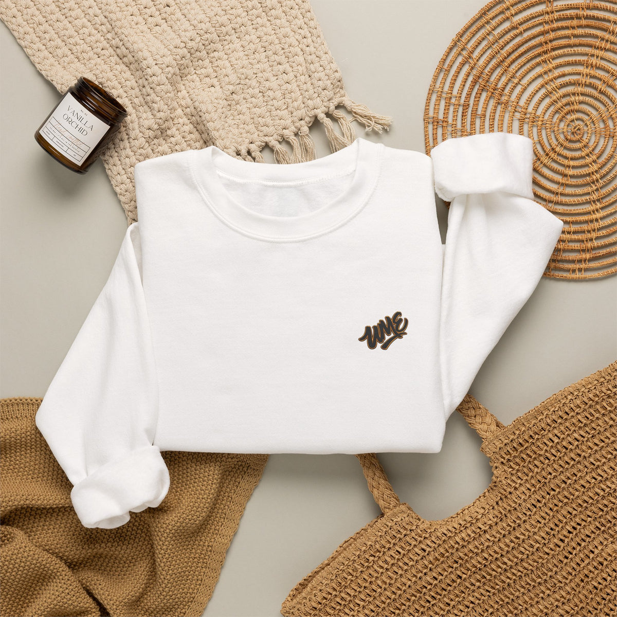 Crewneck Sweatshirt — UME Black Logo All-Over Print