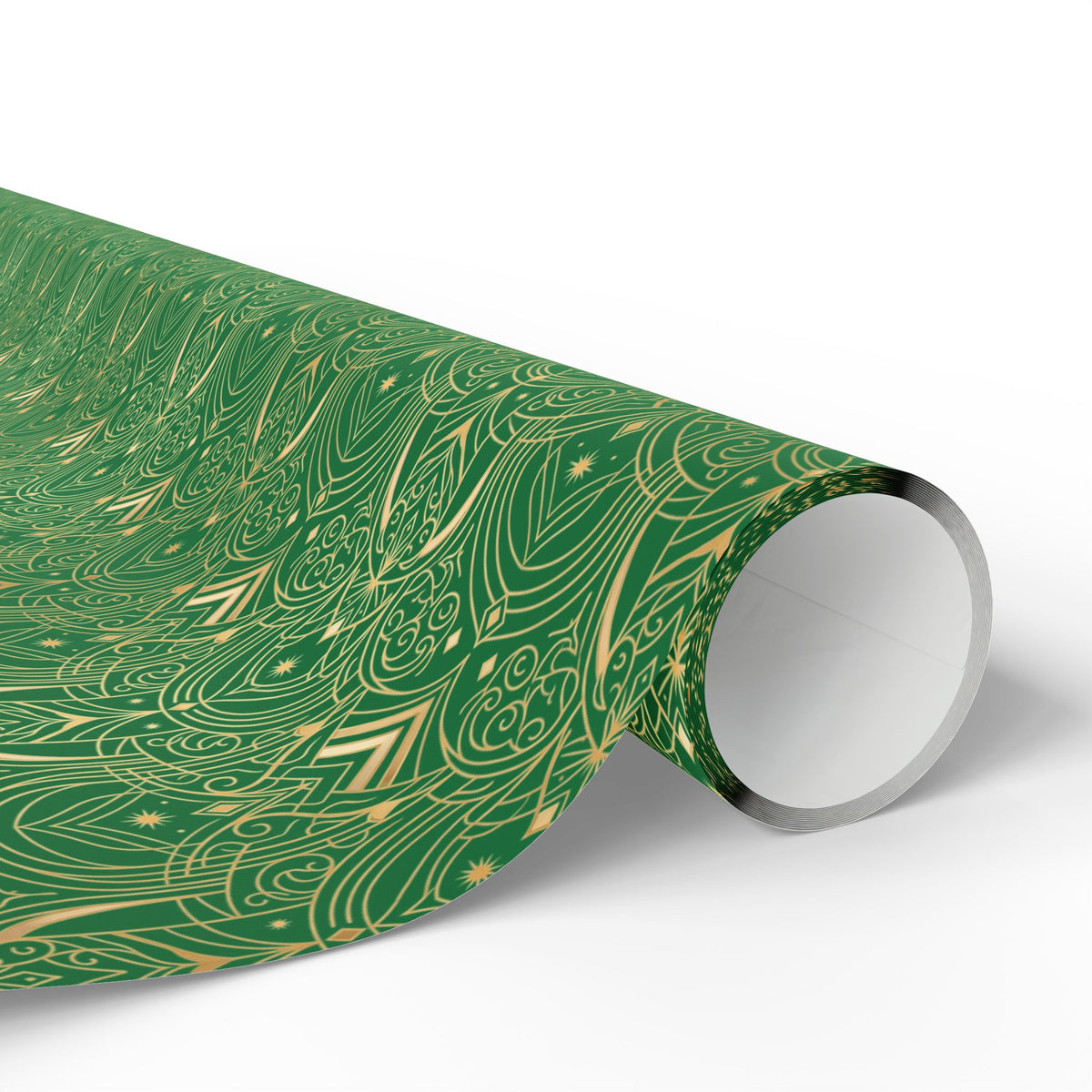 Festive Green & Gold Wrapping Paper Roll — Elegant Holiday Gift Wrap