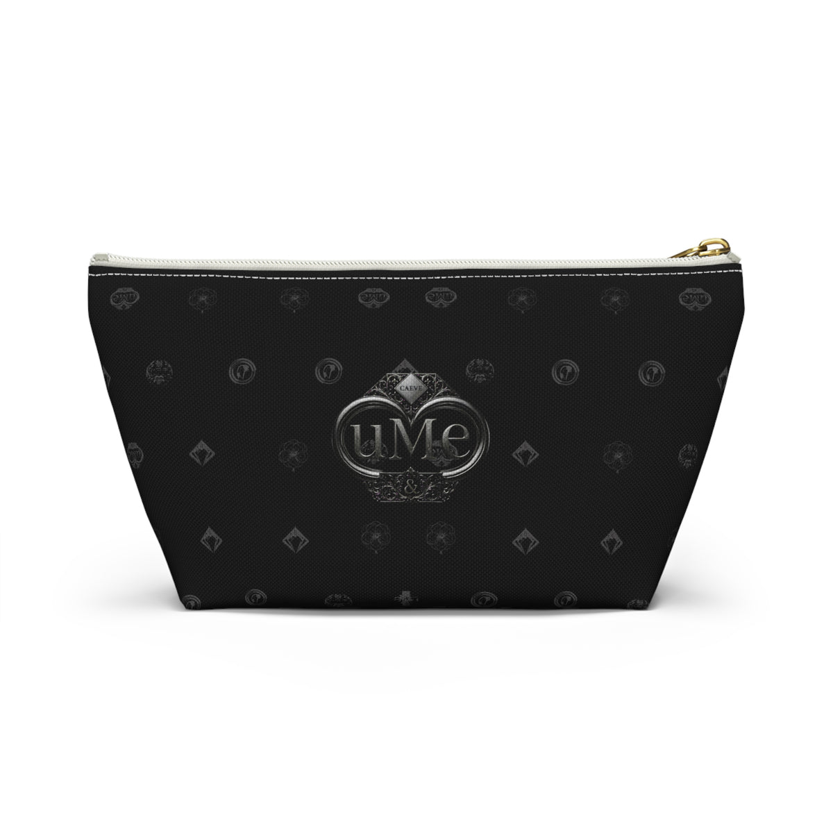 Black Luxe Logo Accessory Pouch — UME T-Bottom Cosmetic Bag