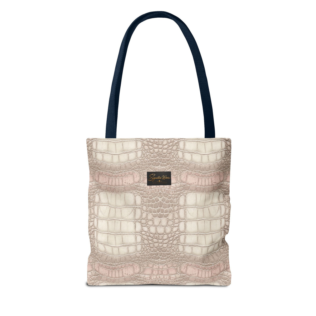 Croc Emboss Tote Bag — Blush Pink Crocodile Texture AOP Tote