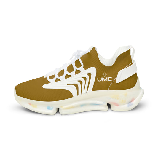 Men's Golden Ochre UME Mesh Sneakers — Bold Graphic Cloud Sole Athletic Shoe