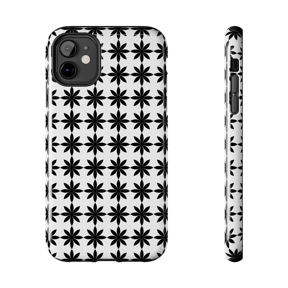 Tough Phone Case — Black & White Geometric Star Pattern