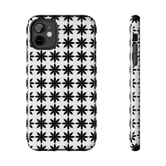 Tough Phone Case — Black & White Geometric Star Pattern