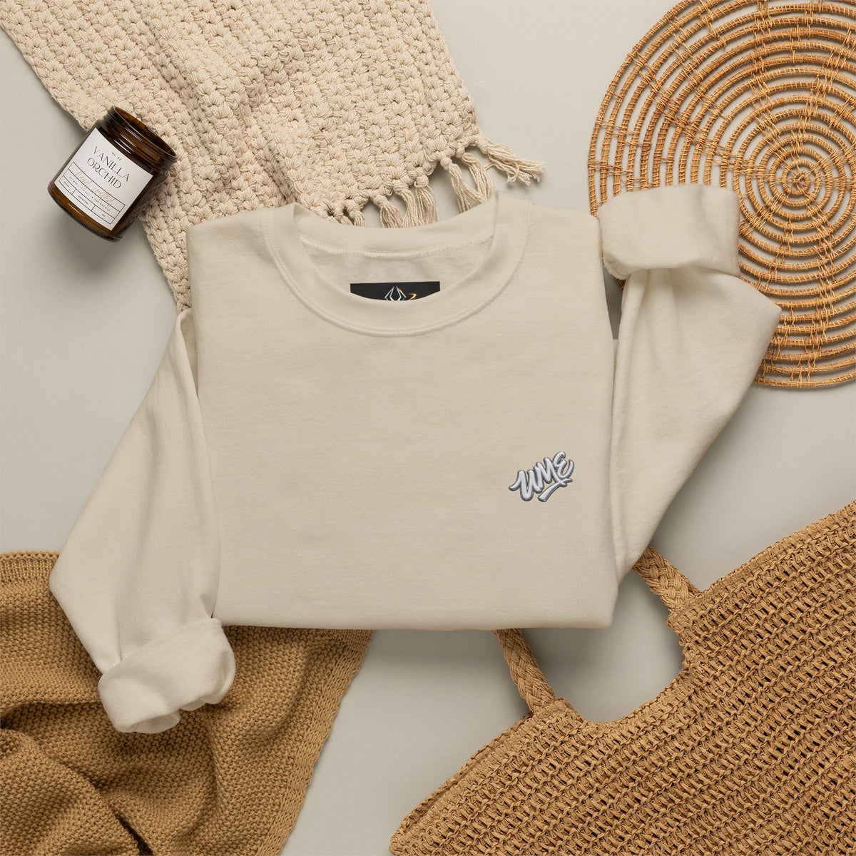 Crewneck Sweatshirt — UME White Logo All-Over Print