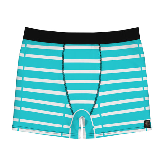 Aqua Stripe Boxer Briefs — Men’s Striped Underwear