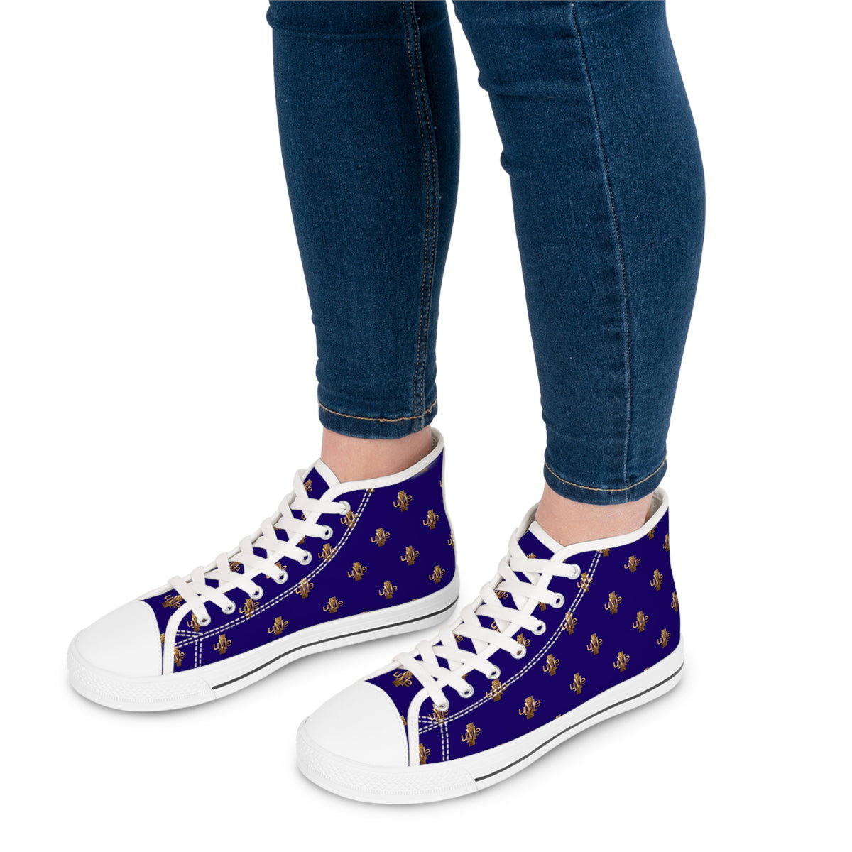 Women’s High-Top Sneakers — Midnight Navy All-Over Print