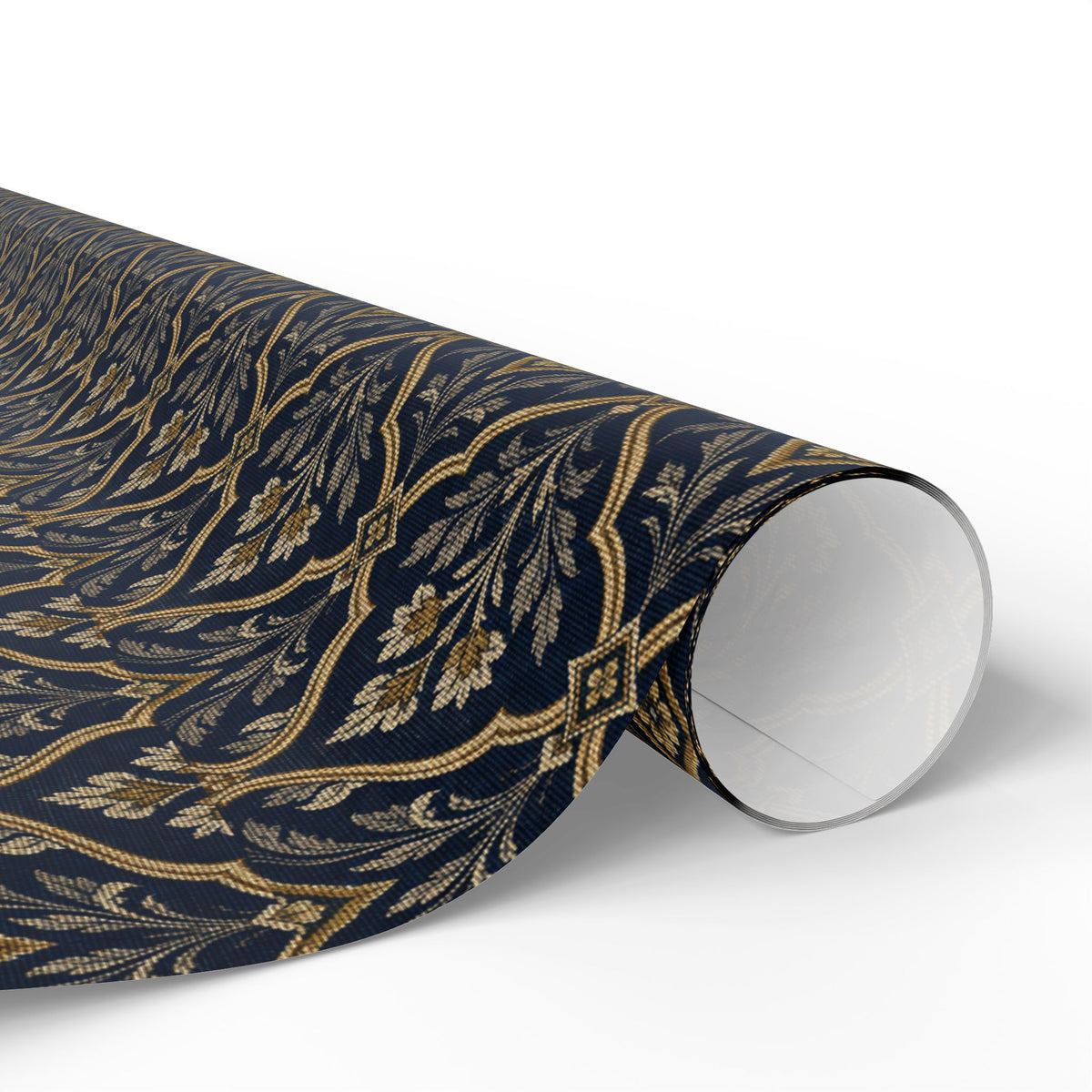 Lux Navy & Gold Damask Wrapping Paper Roll — Elegant Gift Wrap for Weddings, Anniversaries & Holidays