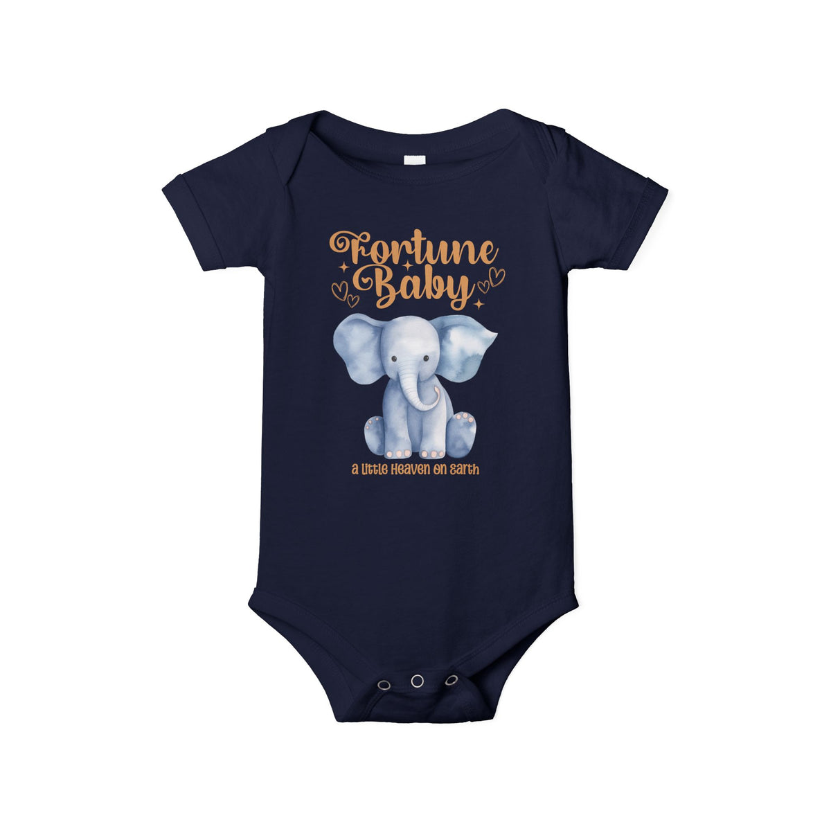 Fortune Baby Elephant Infant Onesie — Cute Blue Elephant Baby Bodysuit