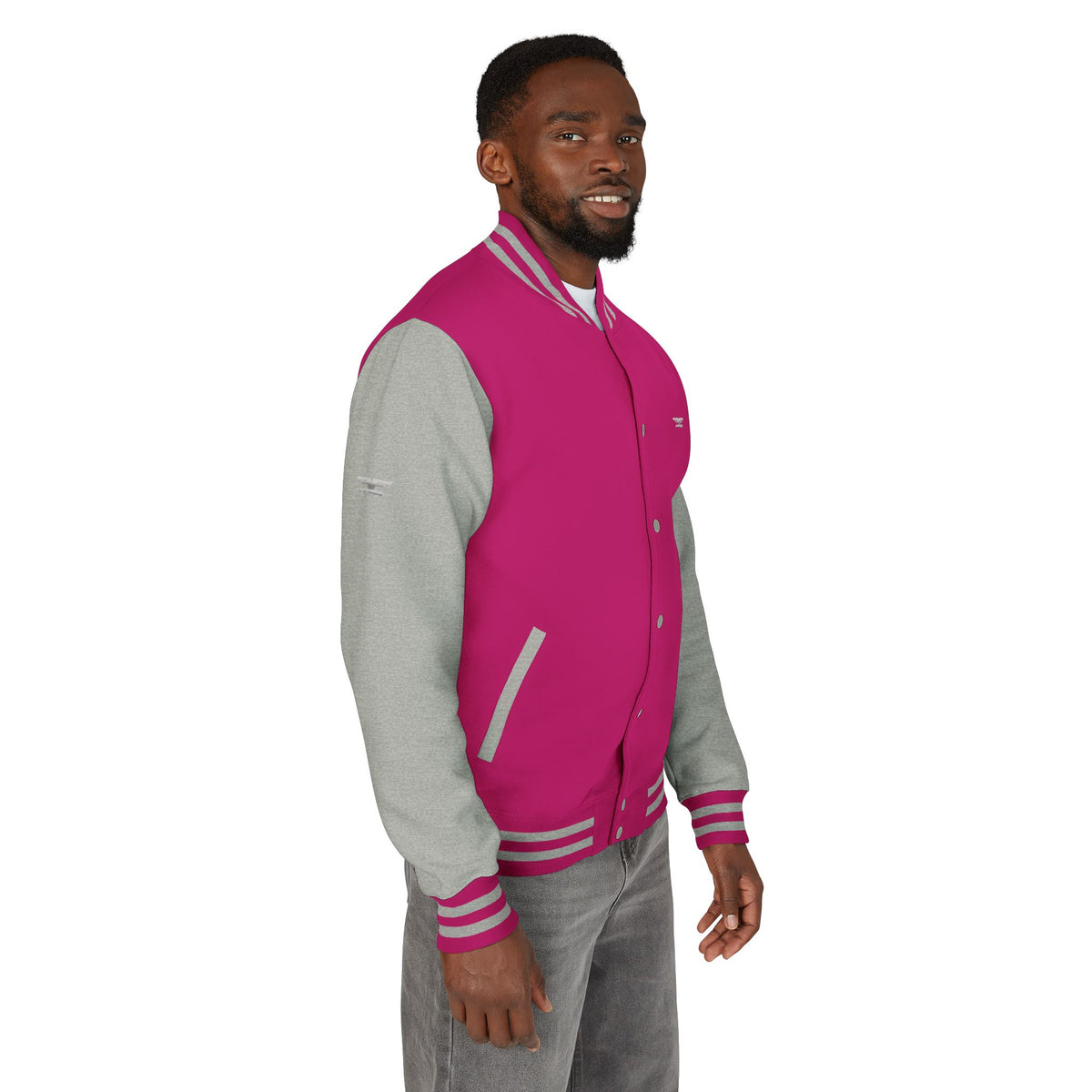 Black and White Varsity Jacket with Winged Logo