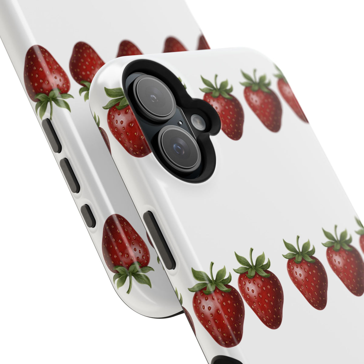 Strawberry Row Phone Case — White MagSafe Magnetic Impact-Resistant Cover