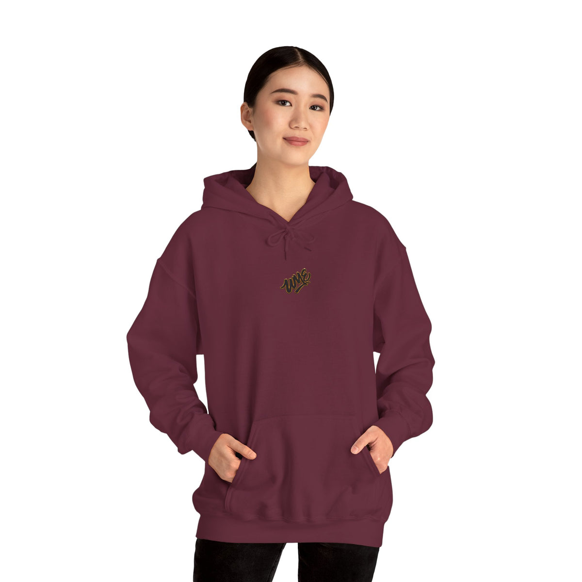 Hoodie — White UME Black Logo All-Over Print