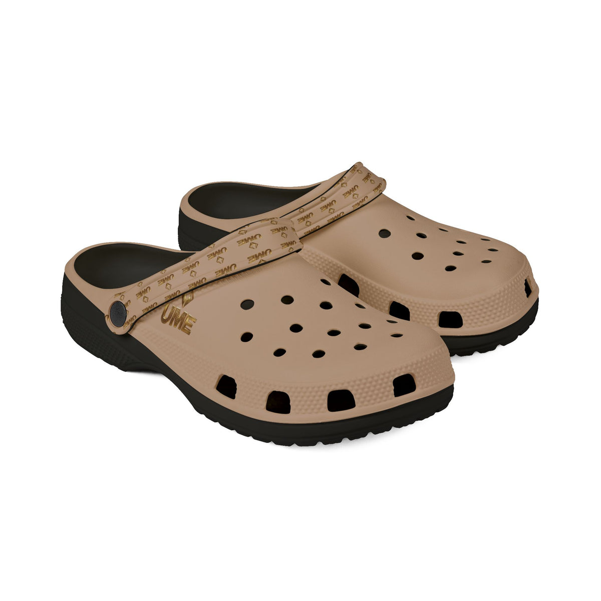 Light Beige EVA Foam Clogs — UME Logo Strap Slip-Ons