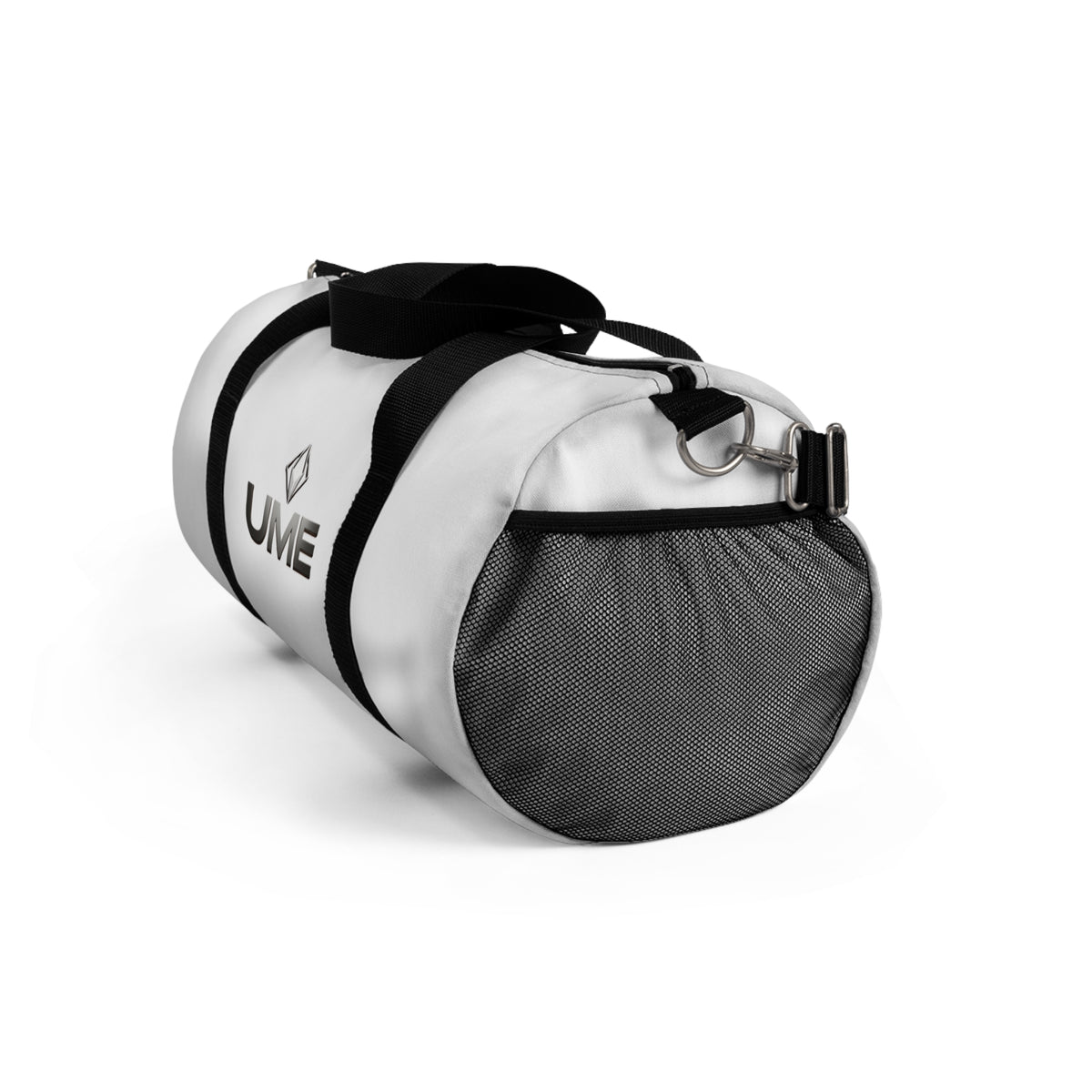 White UME Logo Duffel Bag — Travel & Gym Weekender