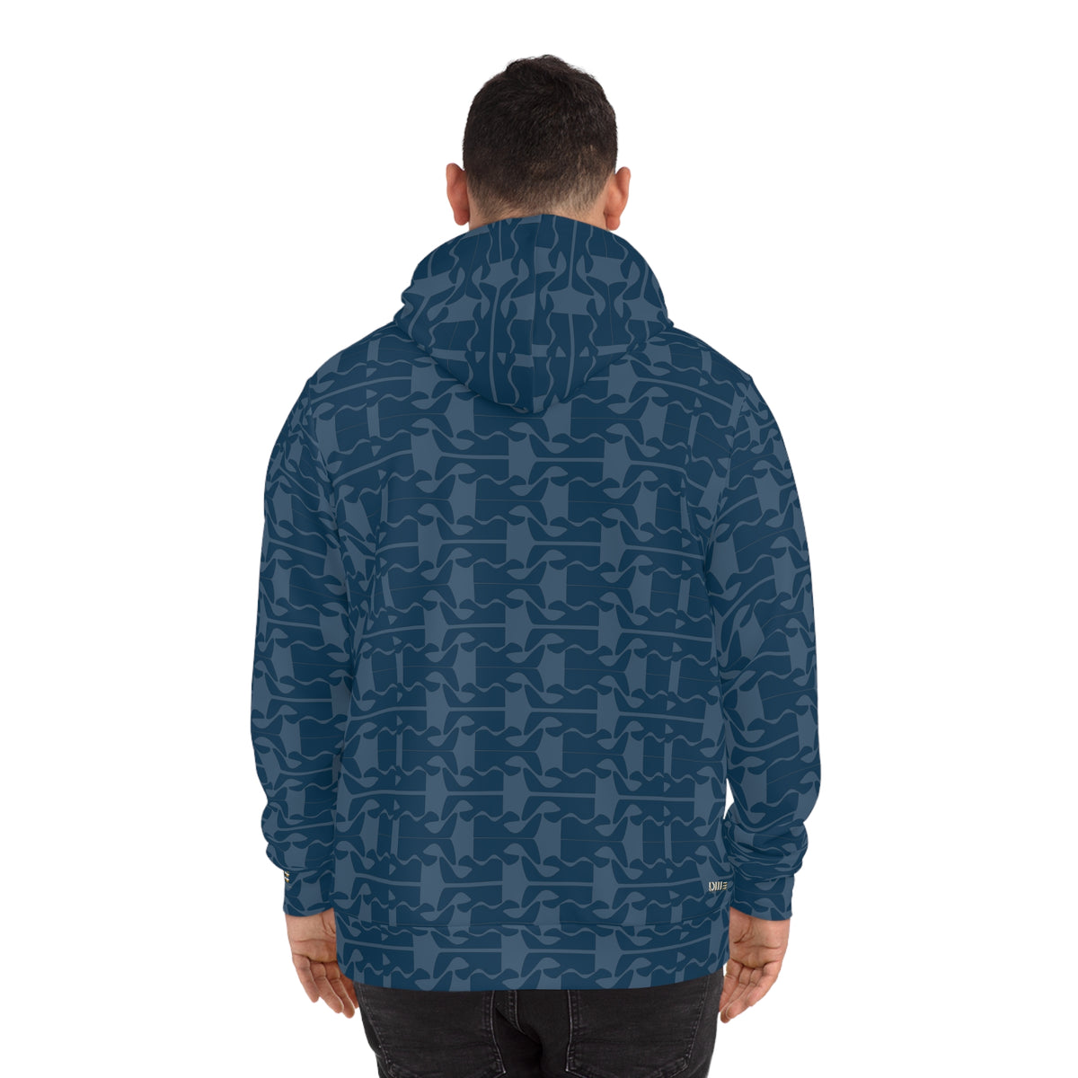 Allover Blue Geometric Pattern Hoodie — Casual Streetwear Pullover