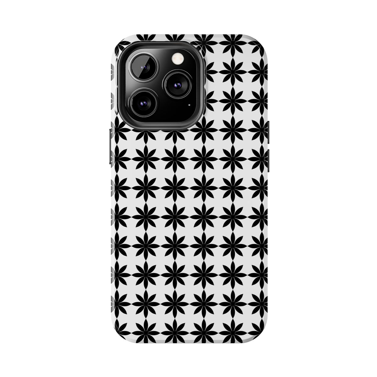 Tough Phone Case — Black & White Geometric Star Pattern