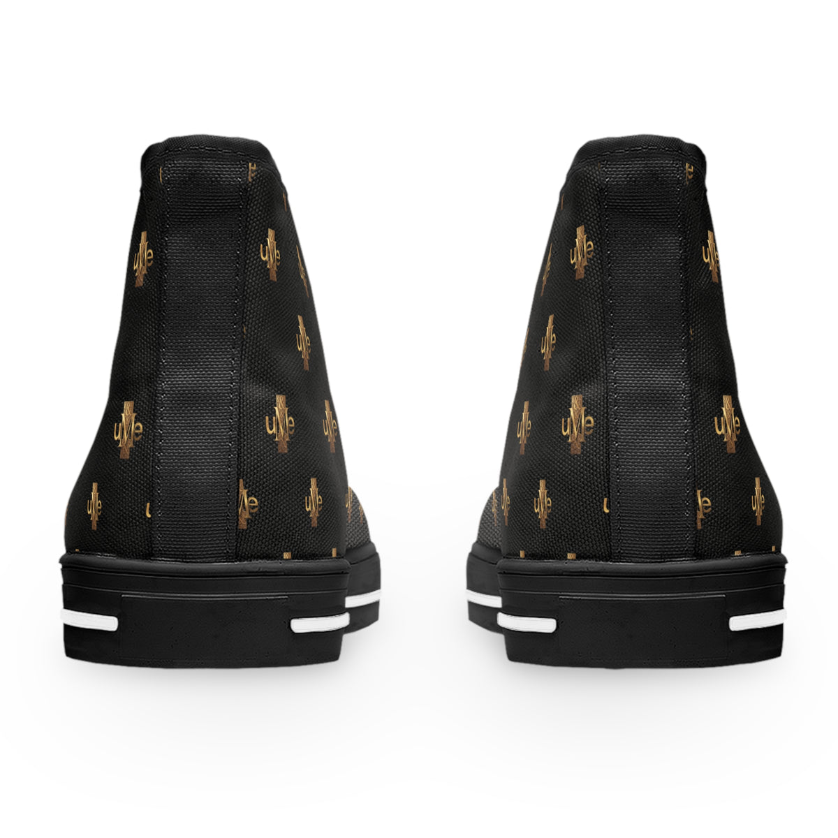 Women’s High-Top Sneakers — Black All-Over Print