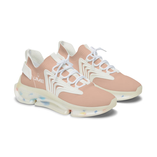 Women's Blush Pink UME Mesh Sneakers — Soft Feminine Graphic Cloud Sole Athletic Shoe