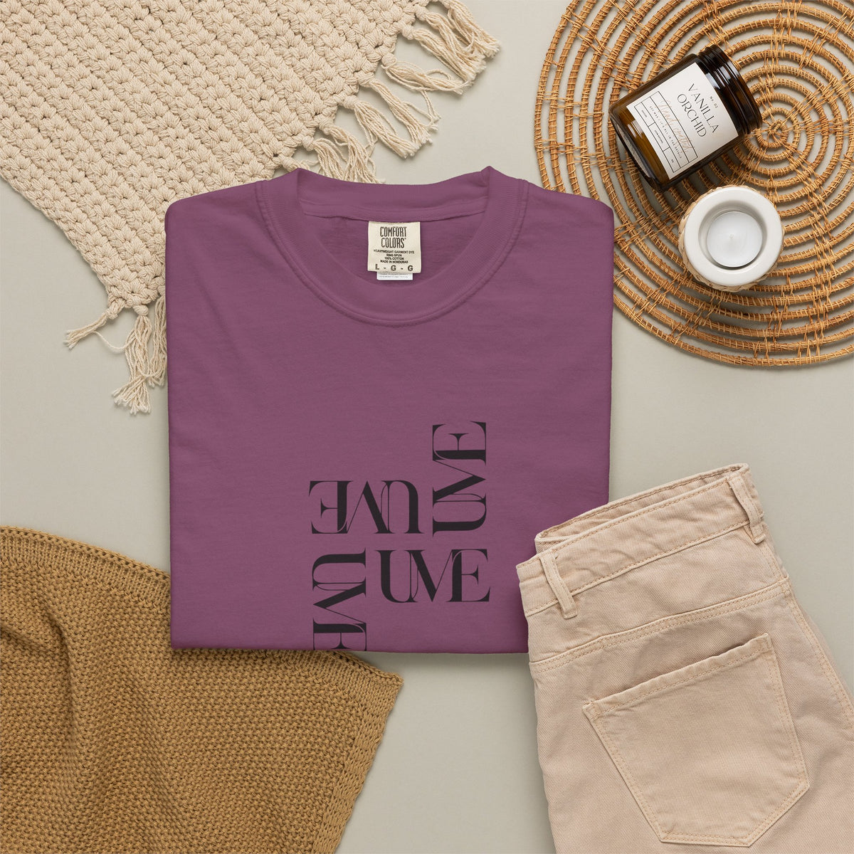 UME Typography Garment-Dyed T-Shirt — White, Ivory & More Colors