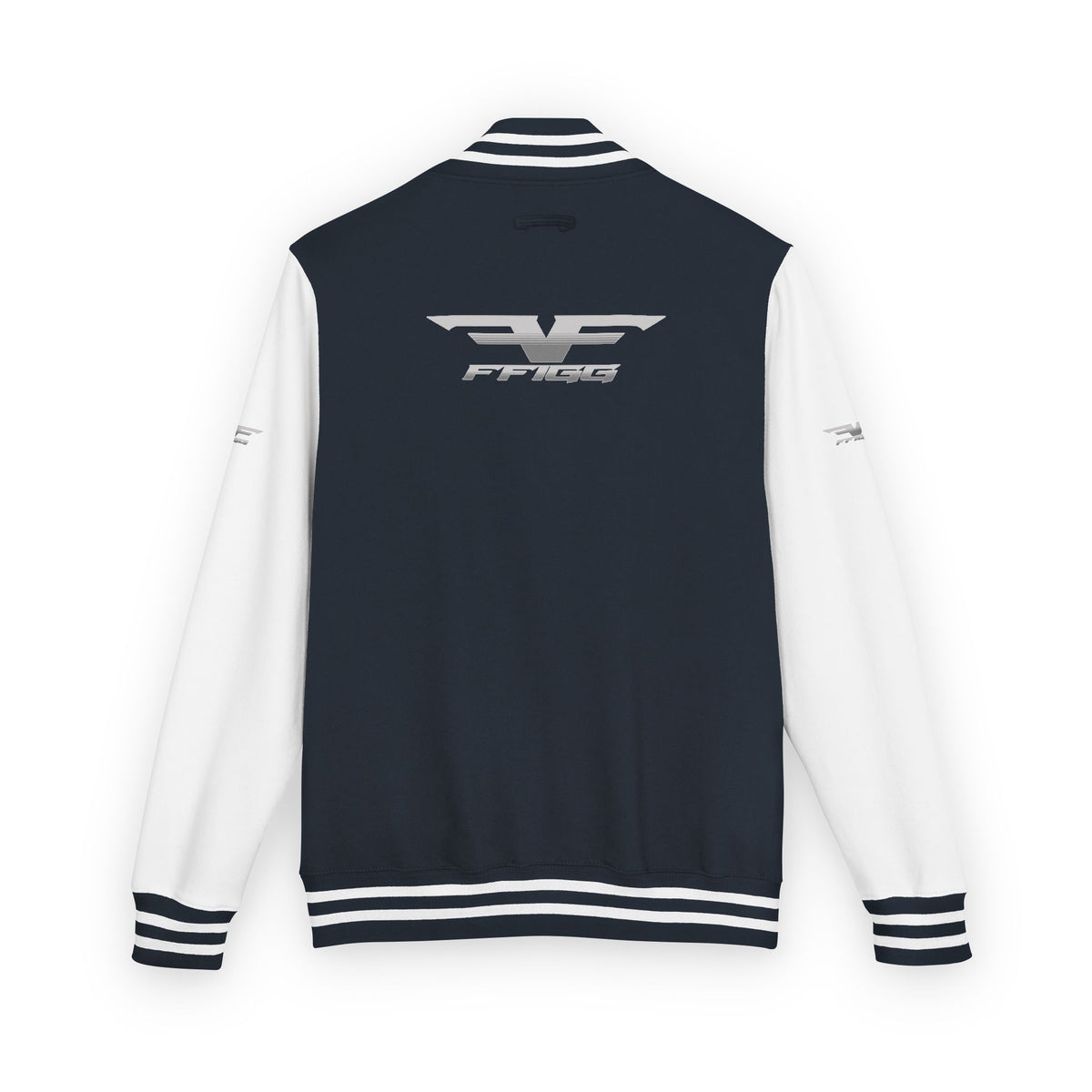 Black and White Varsity Jacket with Winged Logo