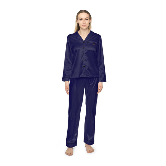 Women's Navy Satin Pajama Set — Luxe Sleepwear Lounge Set