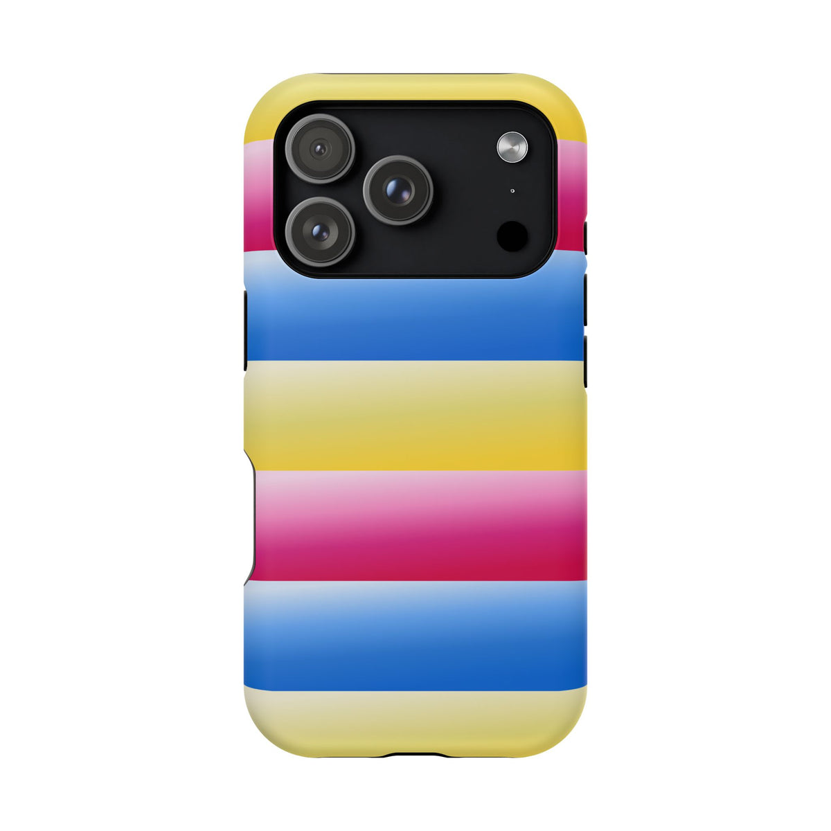 Striped Magnetic Impact-Resistant Phone Case — Colorful Pink Blue Yellow Protection