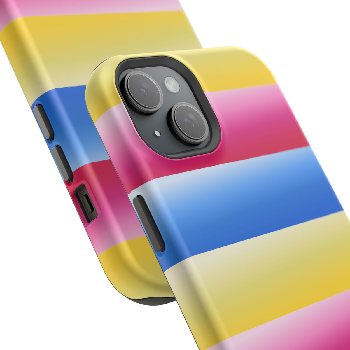 Striped Magnetic Impact-Resistant Phone Case — Colorful Pink Blue Yellow Protection