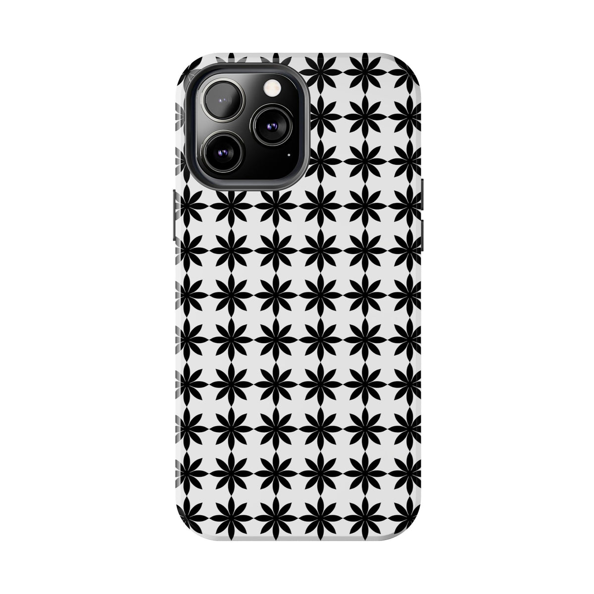 Tough Phone Case — Black & White Geometric Star Pattern