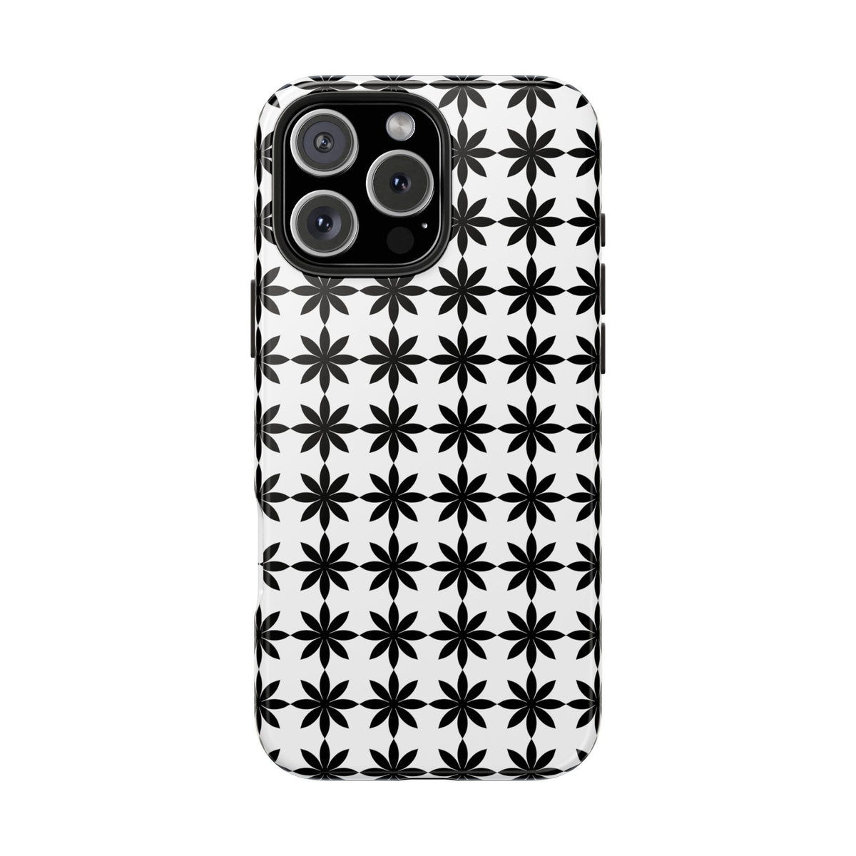 Tough Phone Case — Black & White Geometric Star Pattern