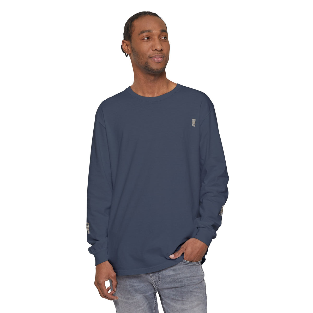Garment-Dyed Long-Sleeve T-Shirt — Multi-Color Minimal Graphic