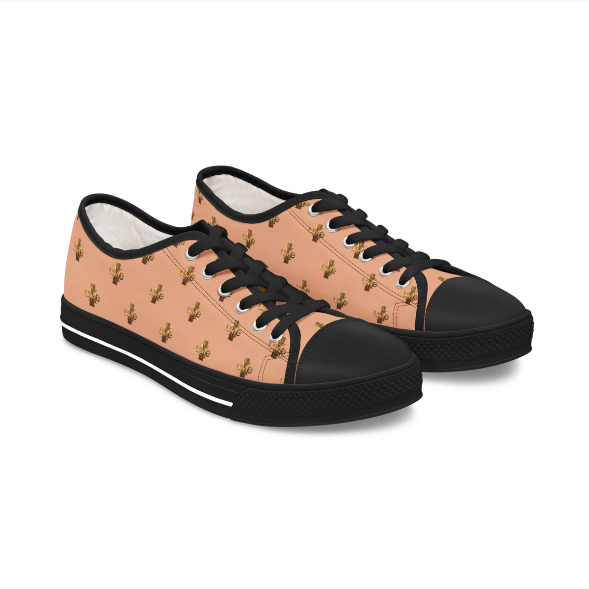 Women’s Low-Top Sneakers — Light Peach All-Over Print