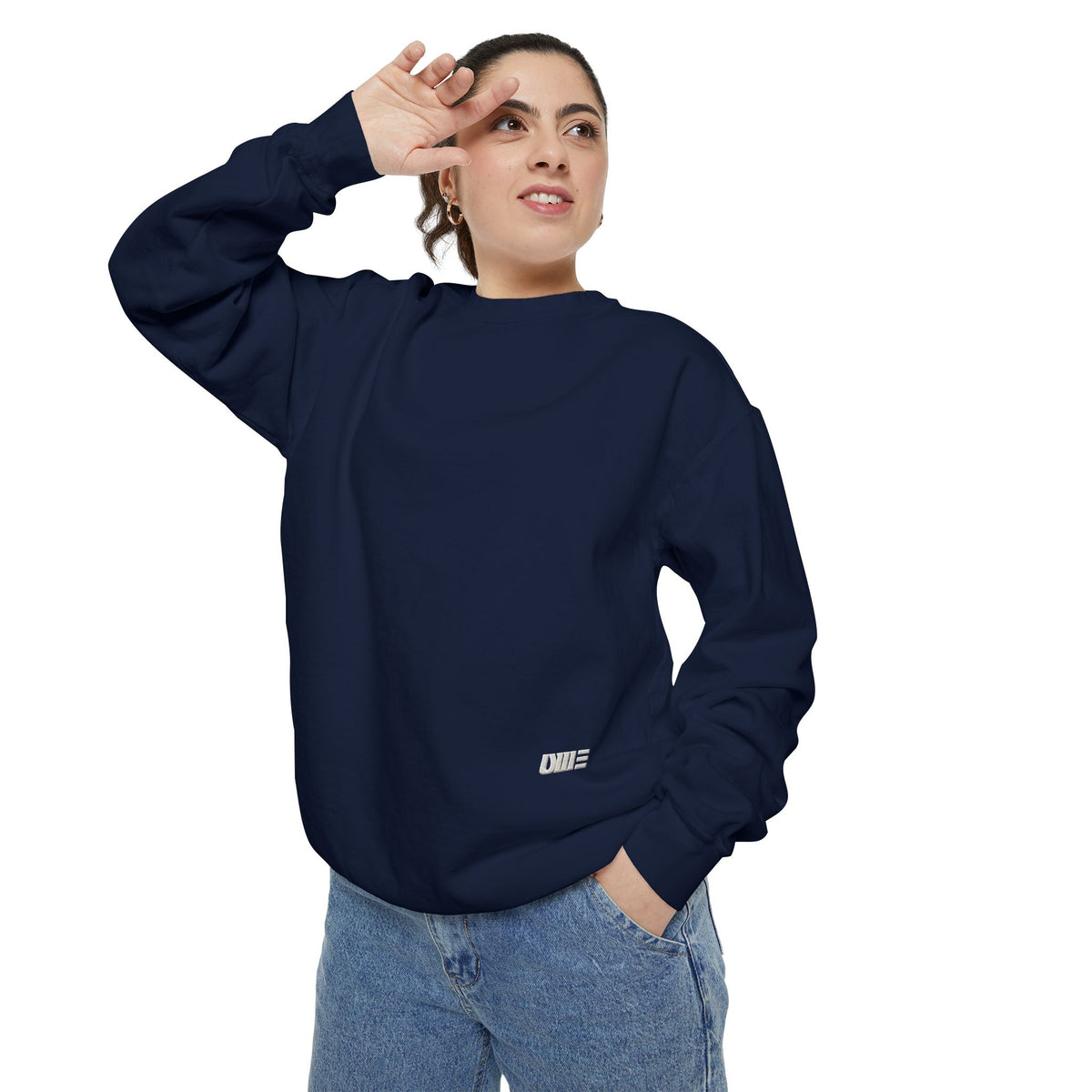 Garment-Dyed Crewneck Sweatshirt — Multi-Color Minimal Graphic