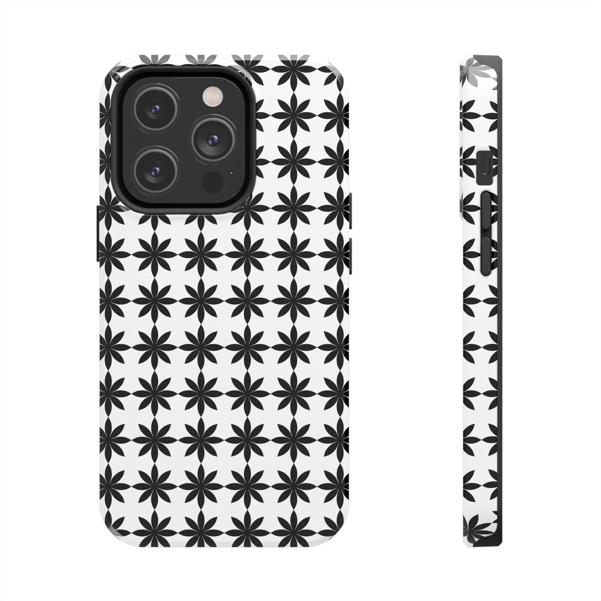 Tough Phone Case — Black & White Geometric Star Pattern