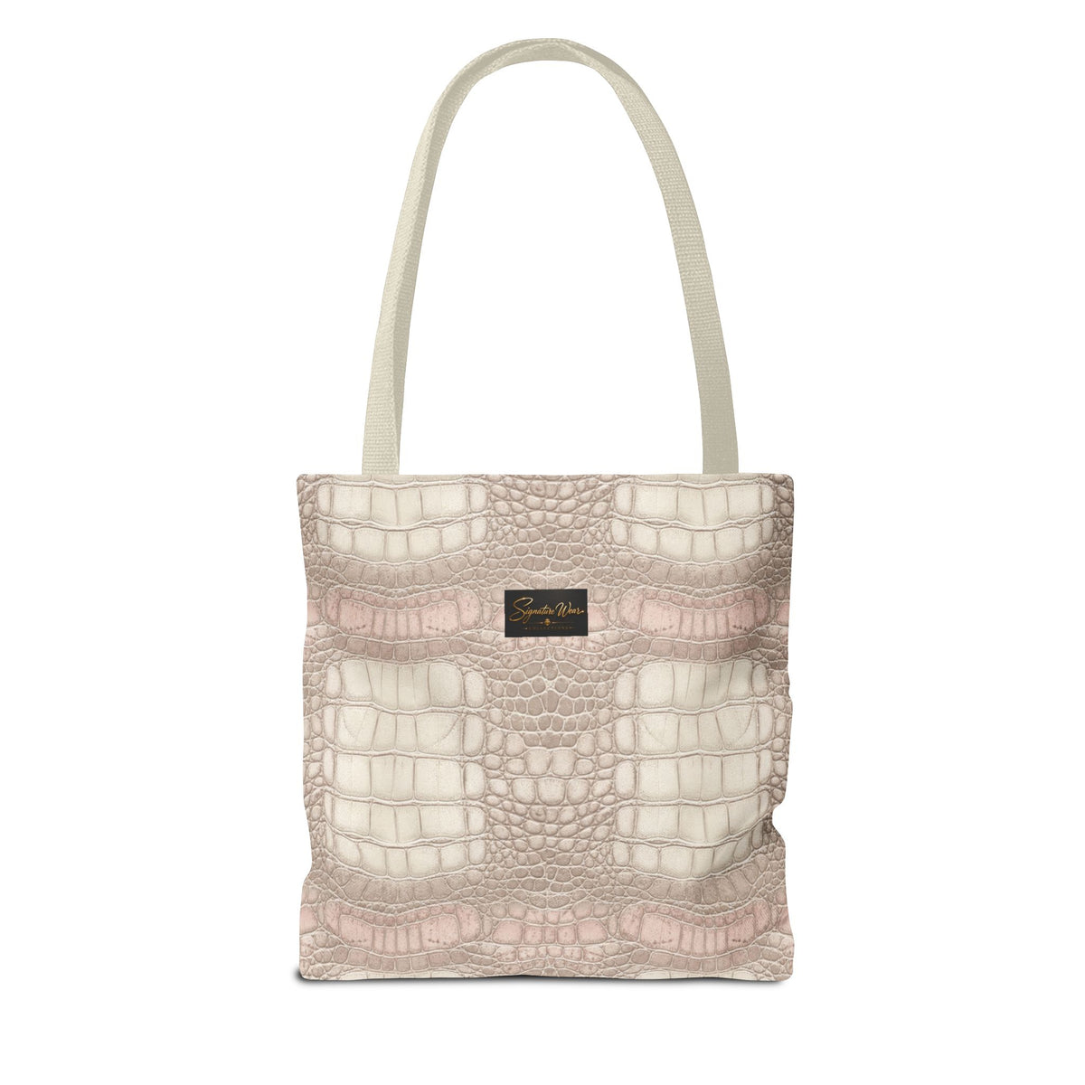 Croc Emboss Tote Bag — Blush Pink Crocodile Texture AOP Tote