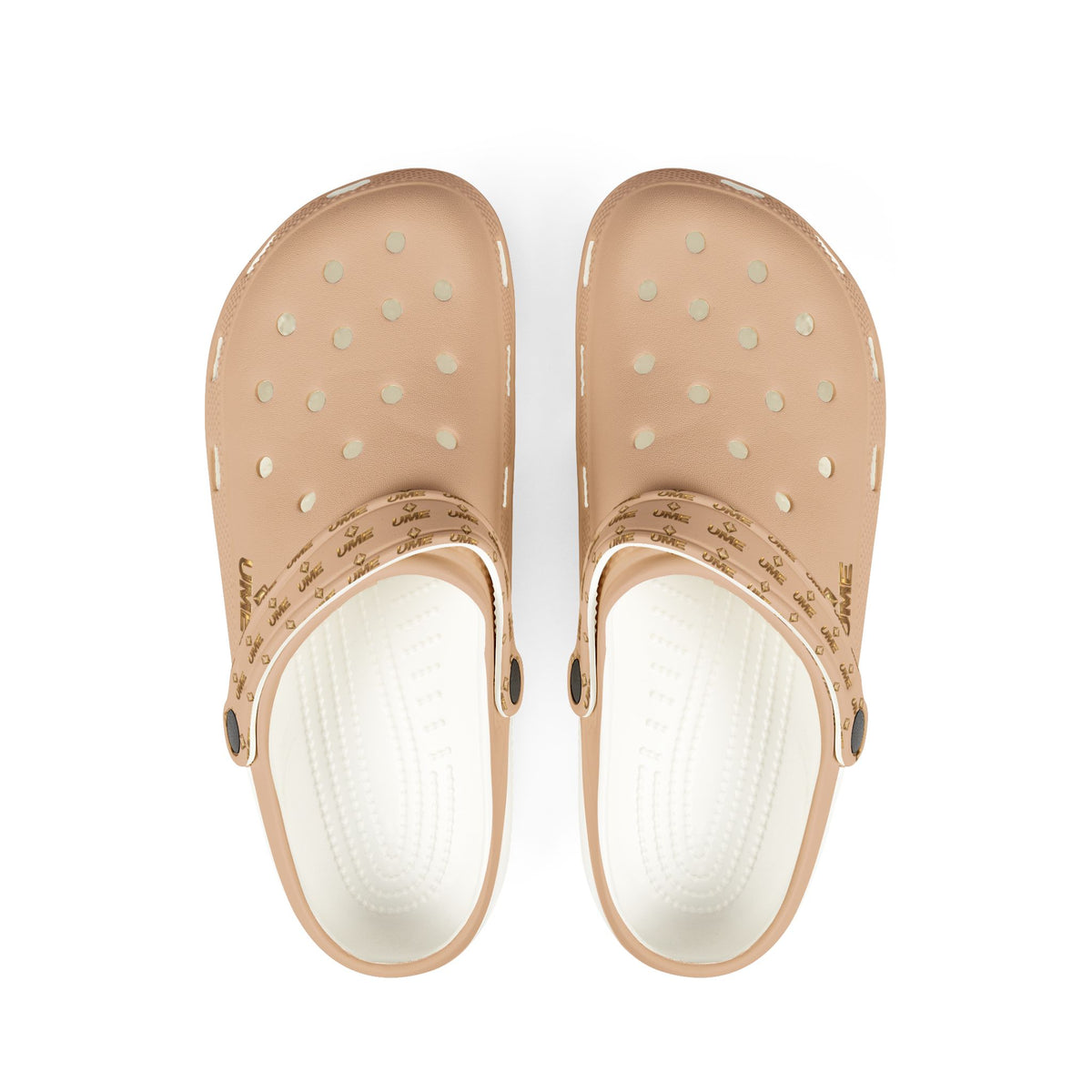 Light Beige EVA Foam Clogs — UME Logo Strap Slip-Ons