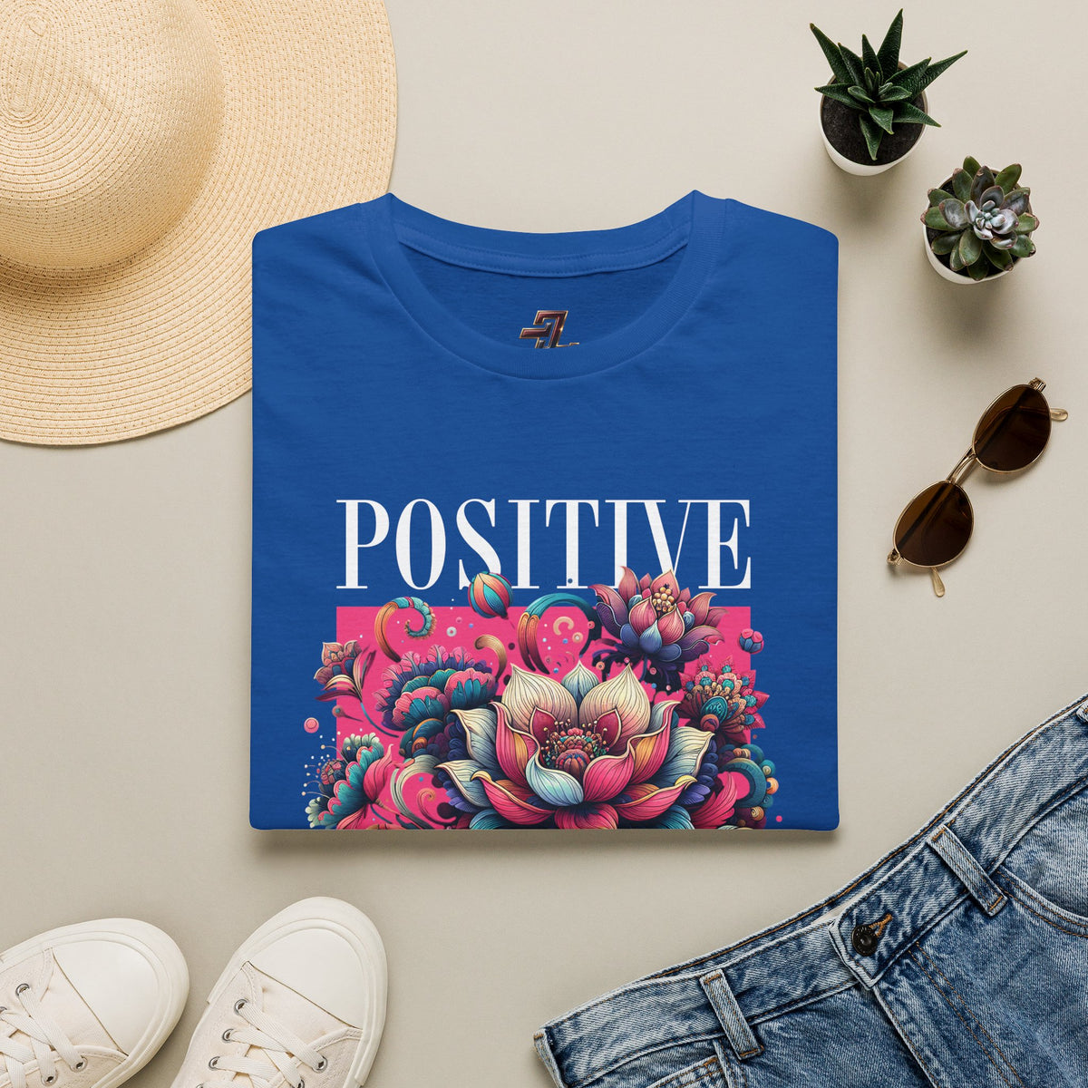 Positive Vibes T‑Shirt — Floral Retro Graphic Tee