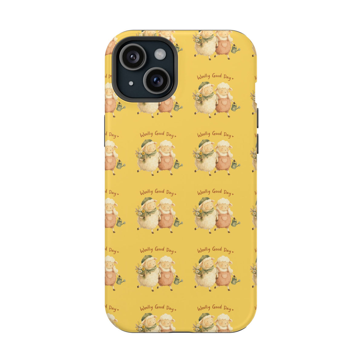 "Woolly Good Day" Phone Case — Yellow Sheep Pattern Magnetic Impact-Resistant Cover