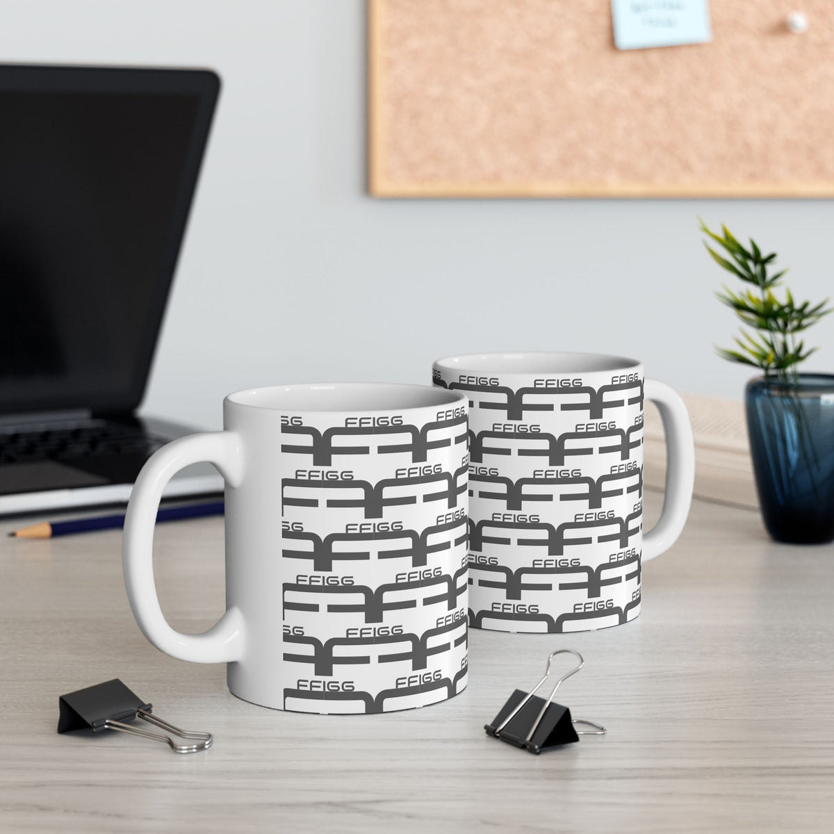 FFiGG Geometric Pattern Ceramic Mug — White
