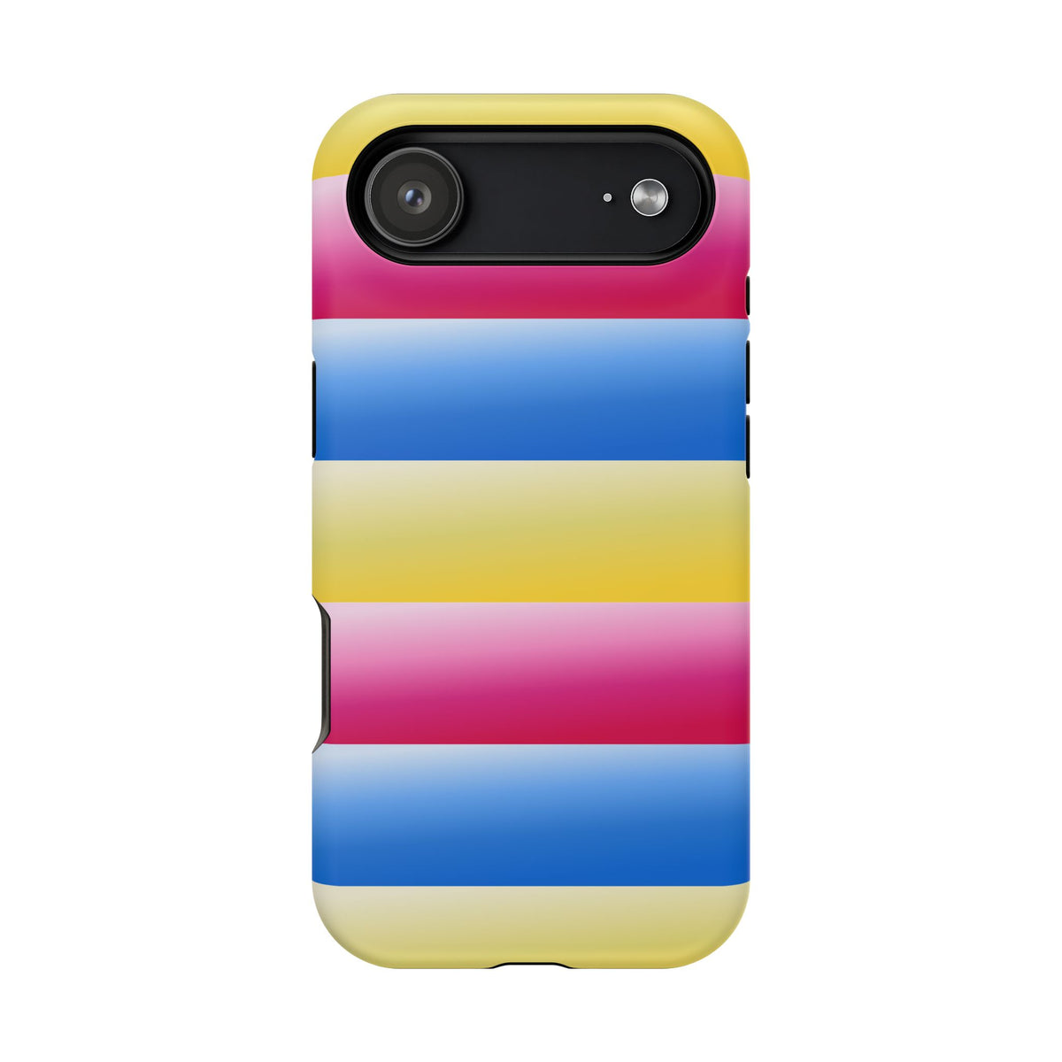 Striped Magnetic Impact-Resistant Phone Case — Colorful Pink Blue Yellow Protection