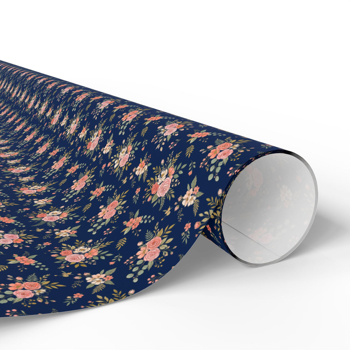 Floral Navy Wrapping Paper Roll — Vintage Rose Gift Wrap for Birthdays & Anniversaries