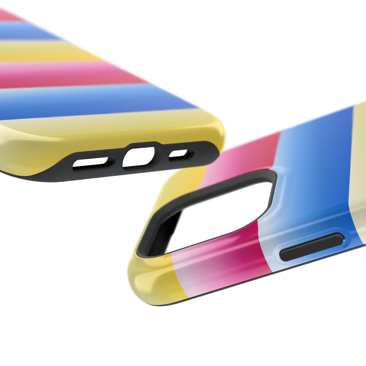 Striped Magnetic Impact-Resistant Phone Case — Colorful Pink Blue Yellow Protection