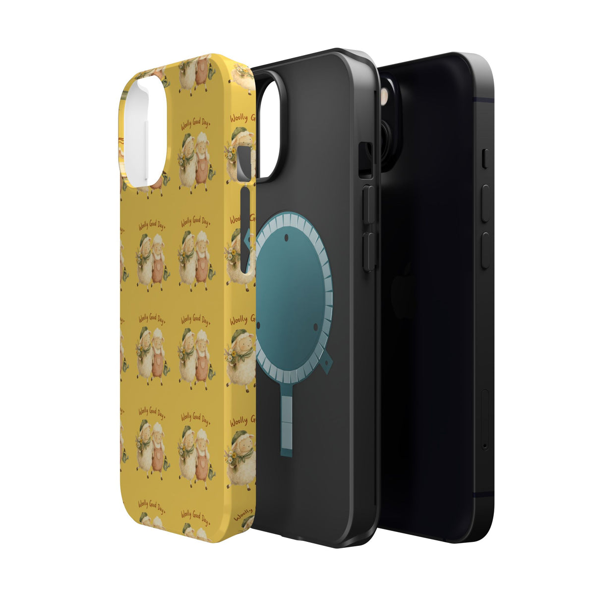 "Woolly Good Day" Phone Case — Yellow Sheep Pattern Magnetic Impact-Resistant Cover