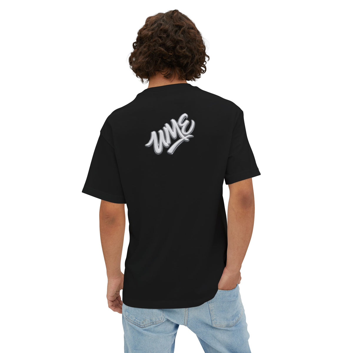 UME Script Logo Boxy Tee — White Oversized Graphic T-Shirt