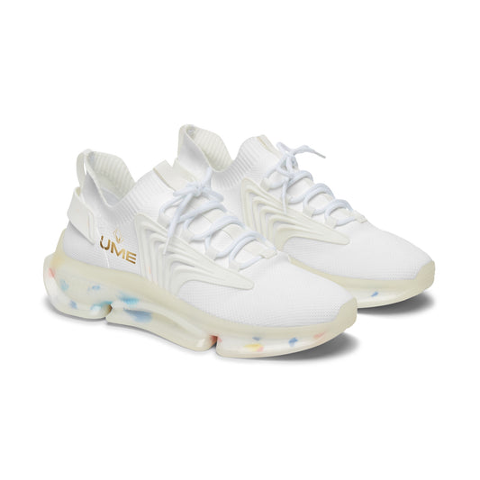 UME White Mesh Sneakers — Lightweight Breathable Athletic Shoes with Confetti Sole