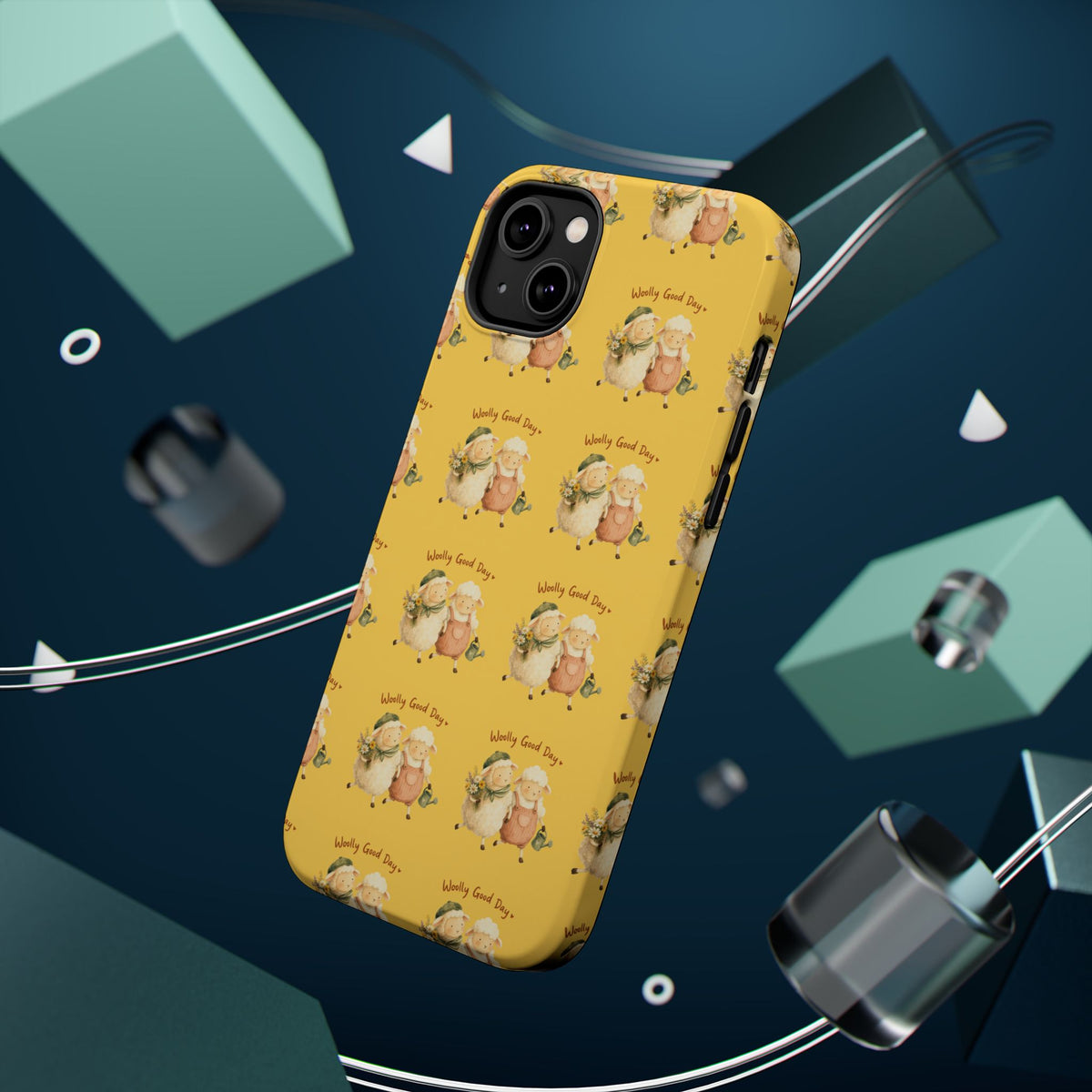 "Woolly Good Day" Phone Case — Yellow Sheep Pattern Magnetic Impact-Resistant Cover