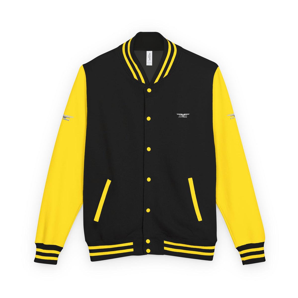 Black and White Varsity Jacket with Winged Logo