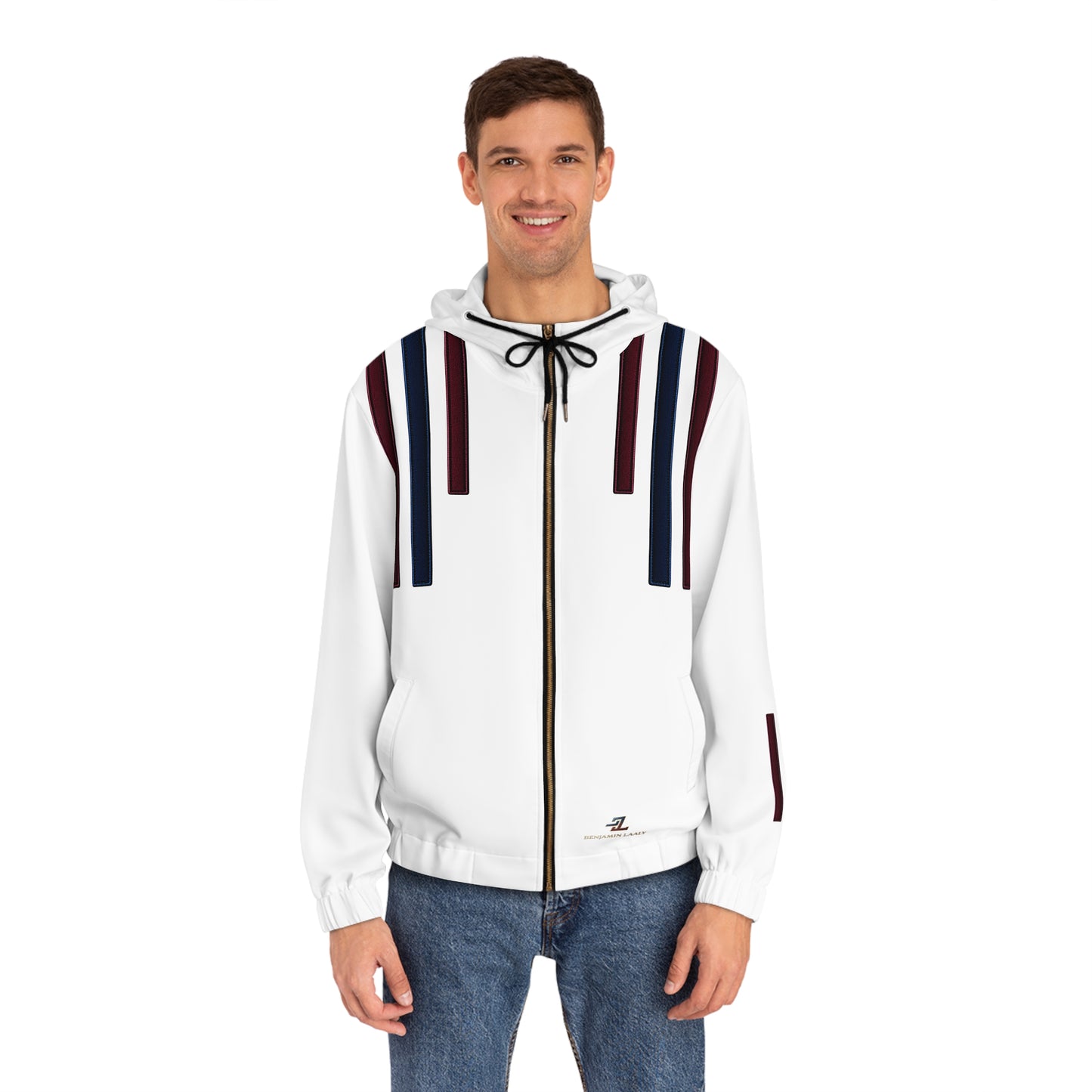 Men's Striped Zip Hoodie — Minimal Vertical Accent Design